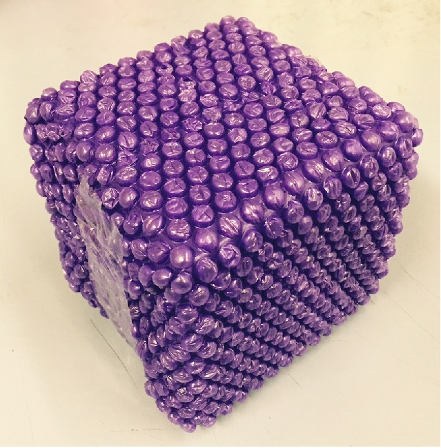 Purple Bubble Wrap wrapping a gift